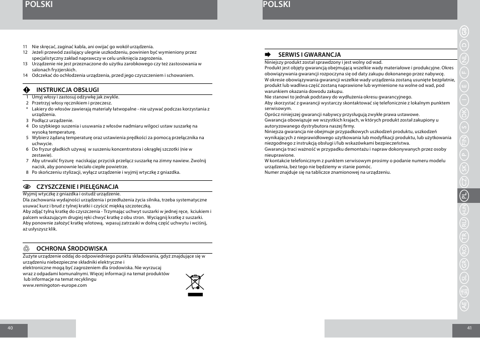 Polski | Remington D5006 User Manual | Page 21 / 36