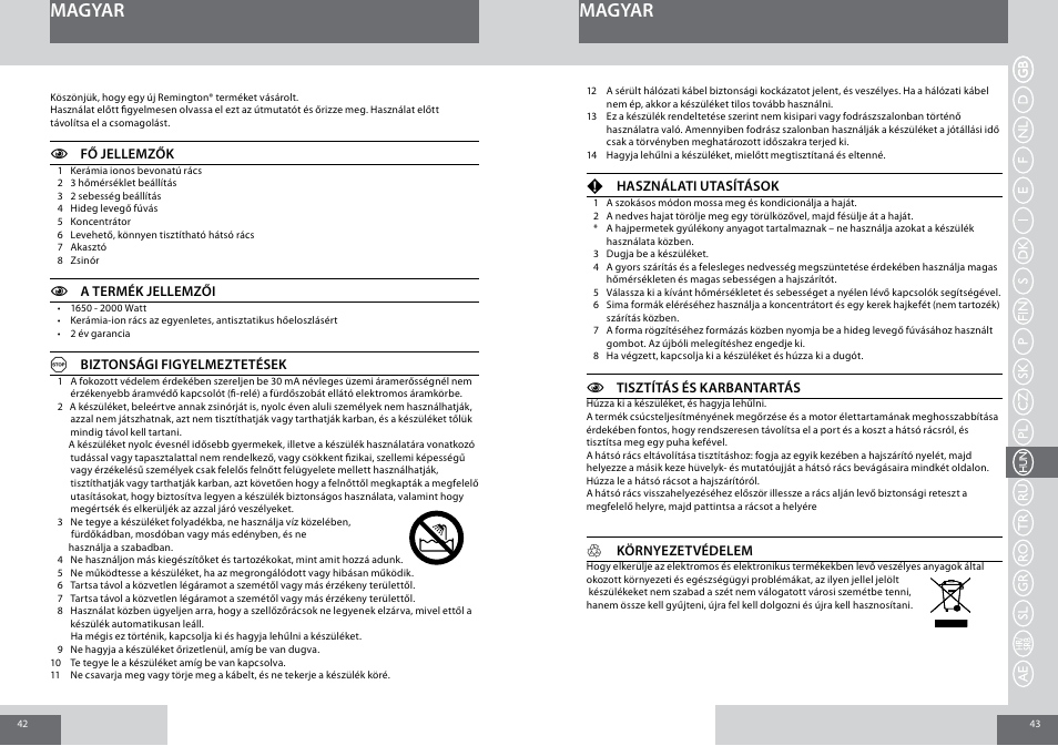 Magyar | Remington D5006 User Manual | Page 22 / 36