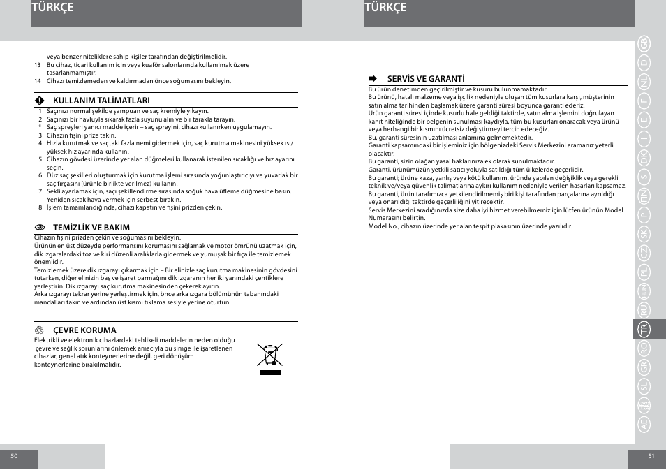 Türkçe | Remington D5006 User Manual | Page 26 / 36