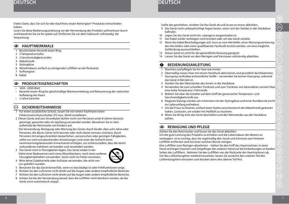 Deutsch | Remington D5006 User Manual | Page 4 / 36