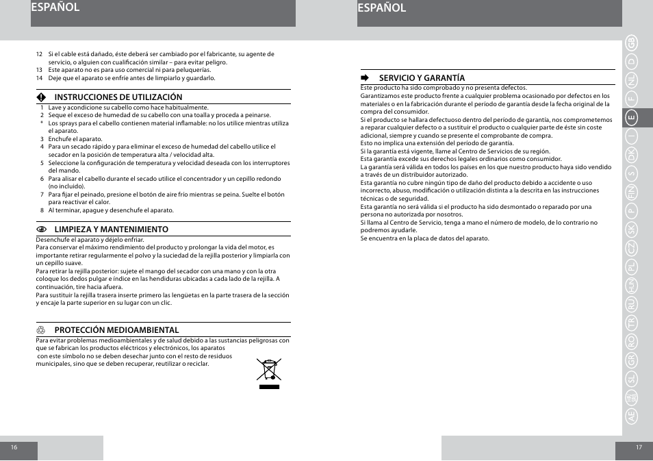 Español | Remington D5006 User Manual | Page 9 / 36