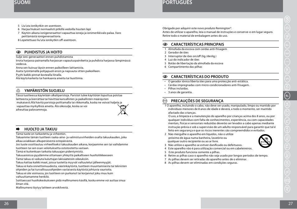 Suomi, Português | Remington B8400 User Manual | Page 14 / 34