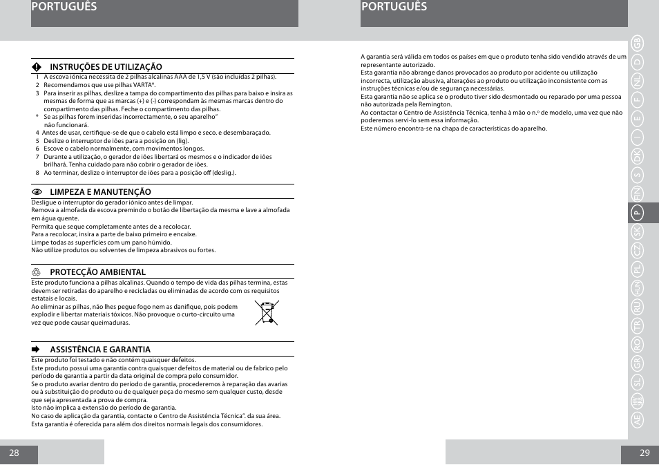 Português | Remington B8400 User Manual | Page 15 / 34