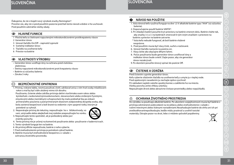 Slovenčina | Remington B8400 User Manual | Page 16 / 34