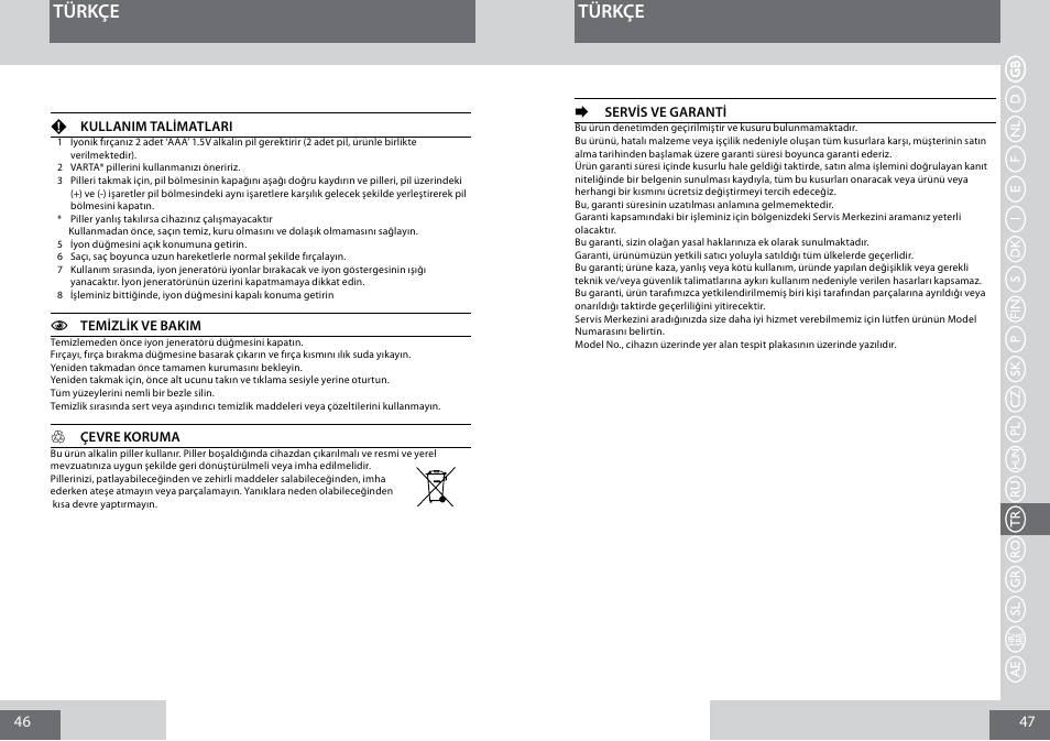 Türkçe | Remington B8400 User Manual | Page 24 / 34