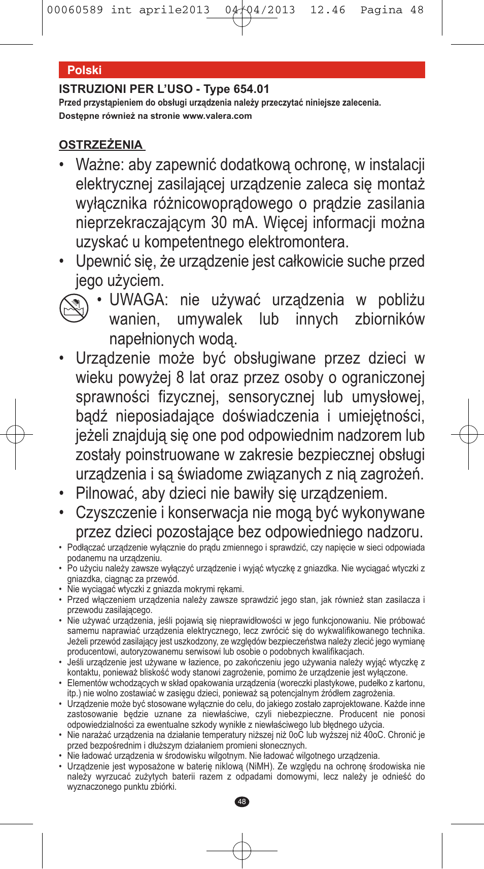 VALERA SYSTEMA User Manual | Page 46 / 82