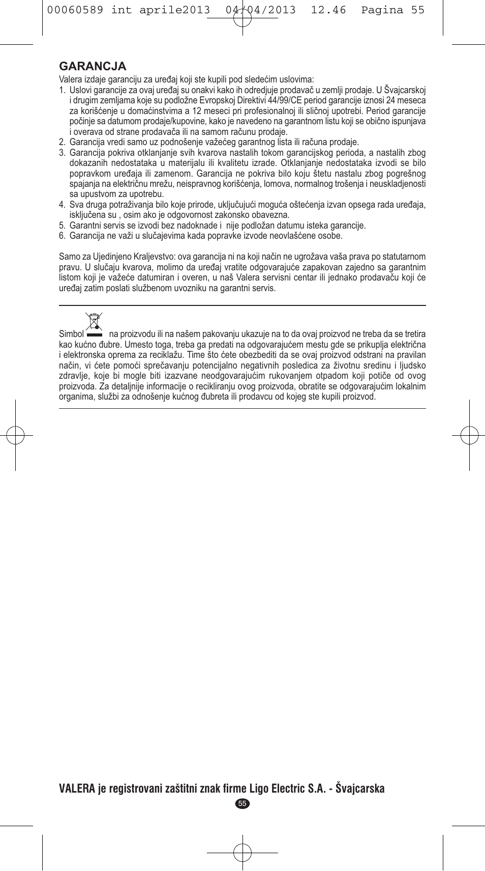 Garancja | VALERA SYSTEMA User Manual | Page 53 / 82