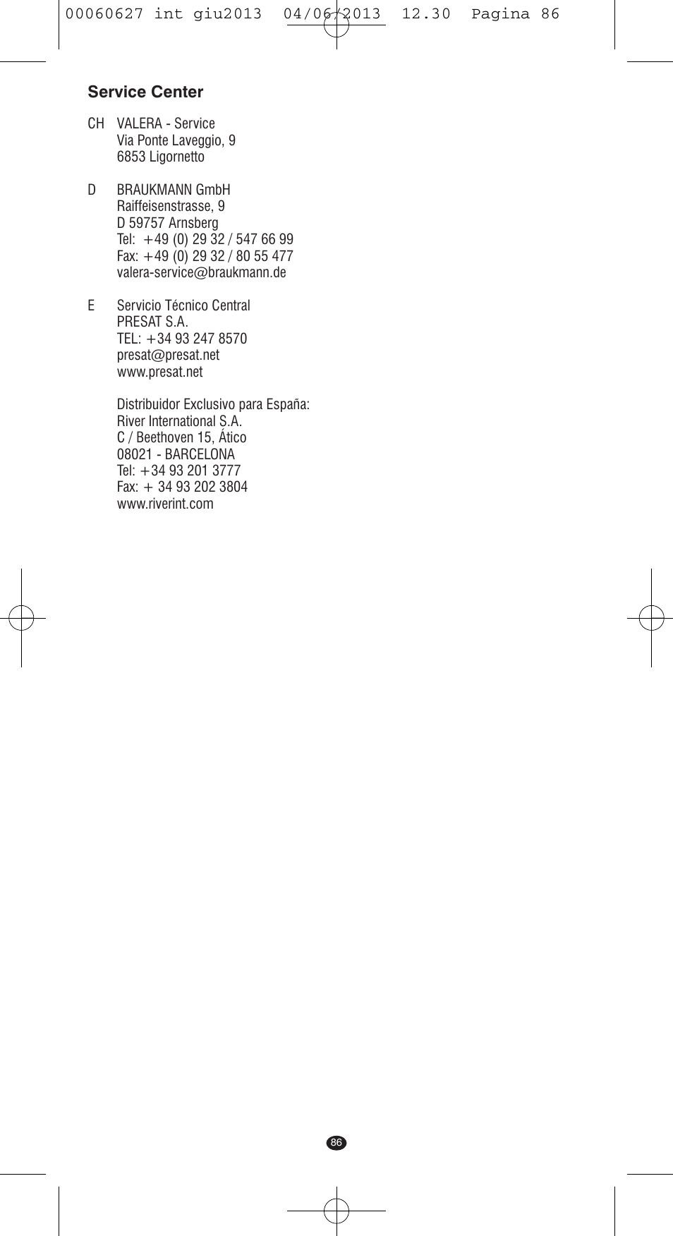 VALERA X-MASTER User Manual | Page 82 / 82