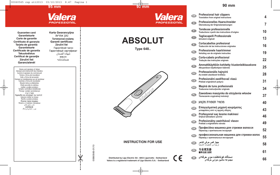 VALERA ABSOLUT User Manual | 66 pages