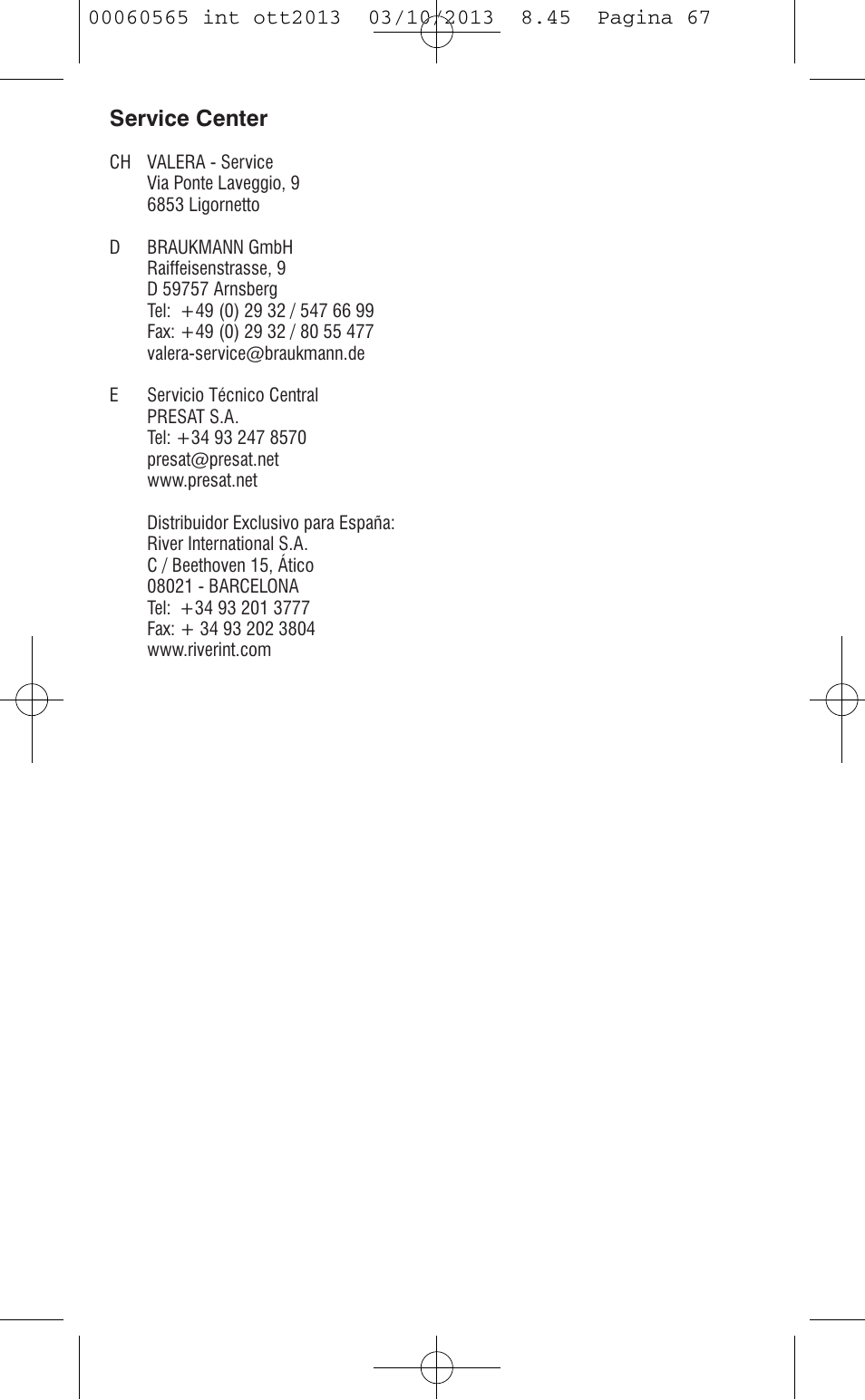 VALERA ABSOLUT User Manual | Page 65 / 66