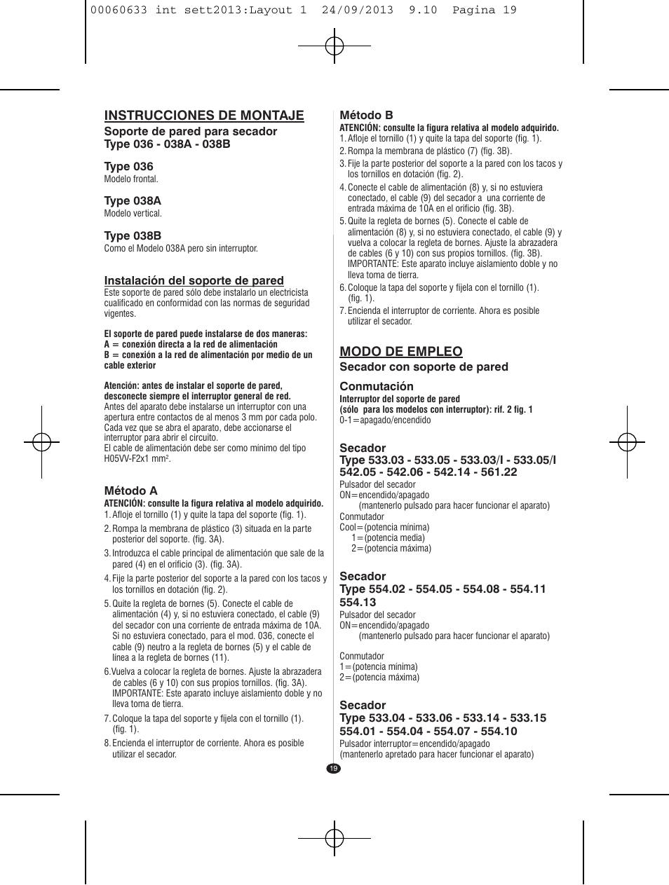 Instrucciones de montaje, Modo de empleo | VALERA EXECUTIVE 1200 User Manual | Page 15 / 42