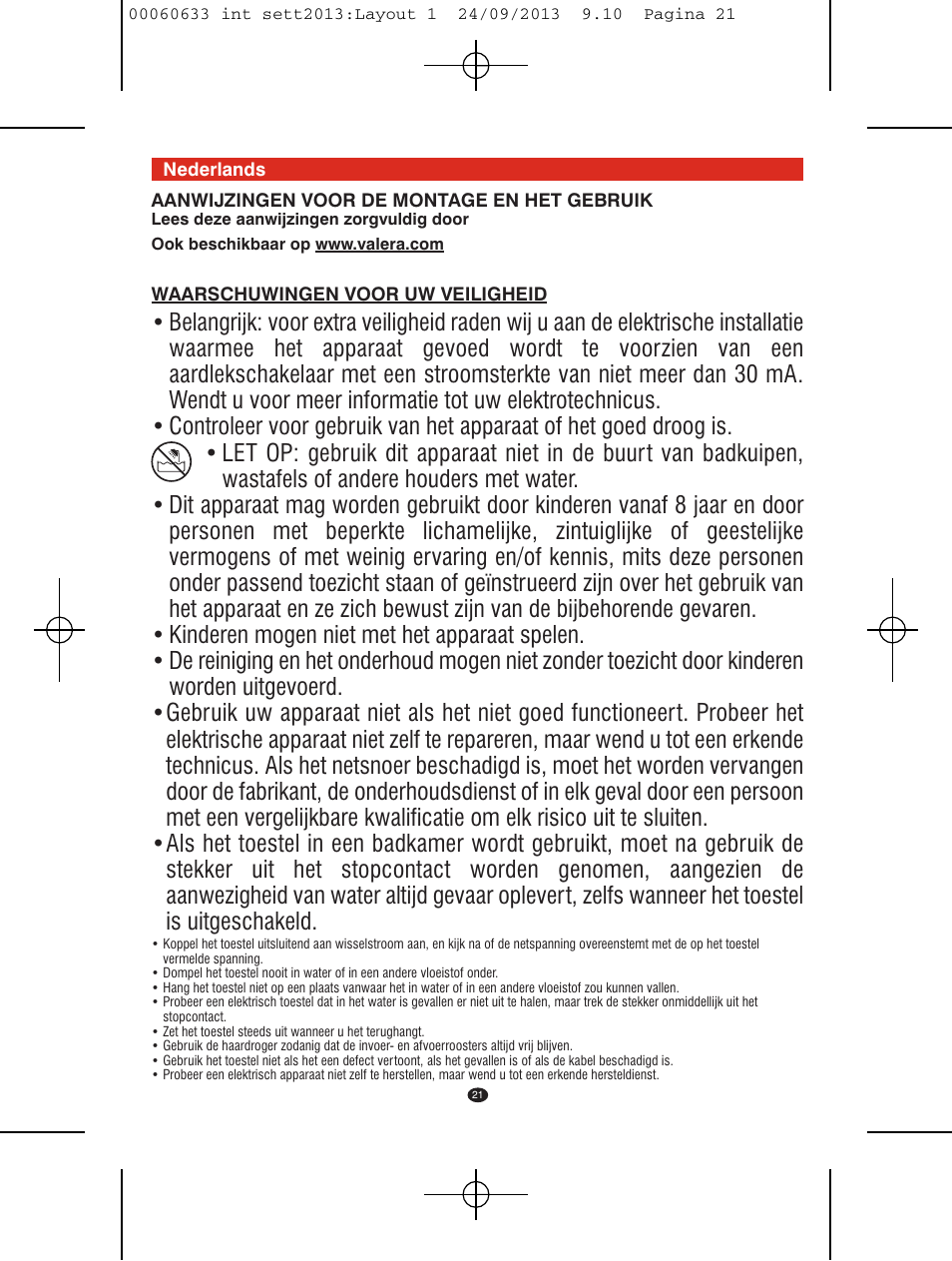 VALERA EXECUTIVE 1200 User Manual | Page 17 / 42