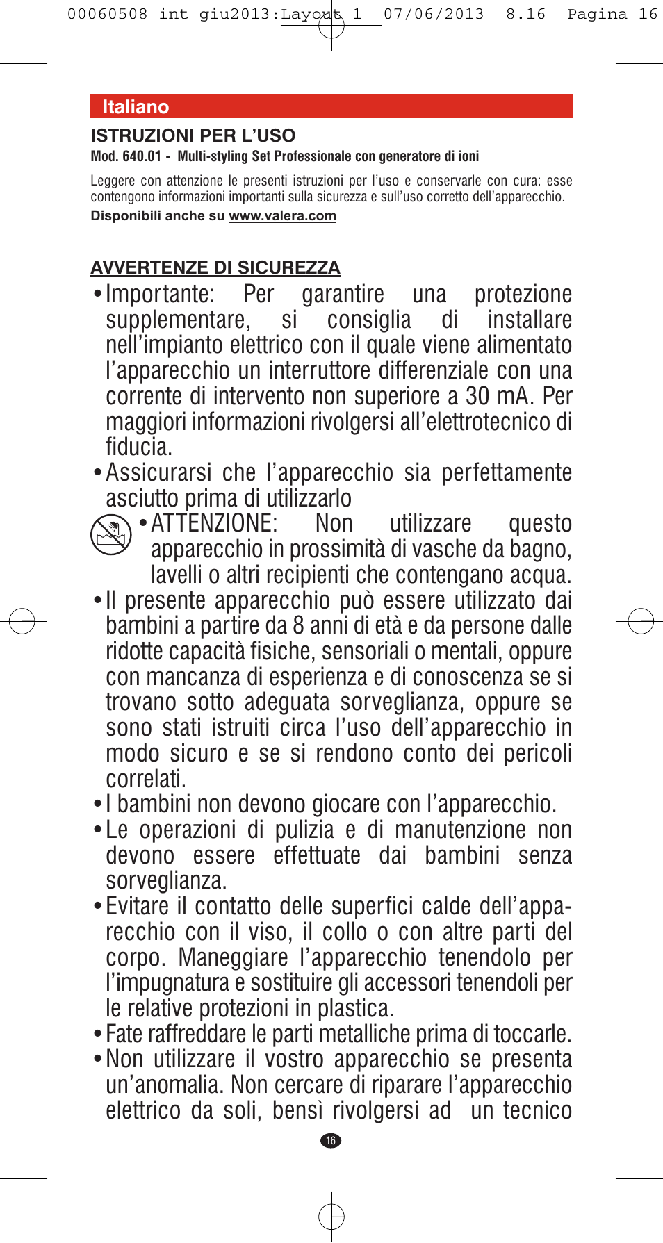 VALERA IONIC MULTISTYLE PROFESSIONAL User Manual | Page 14 / 98