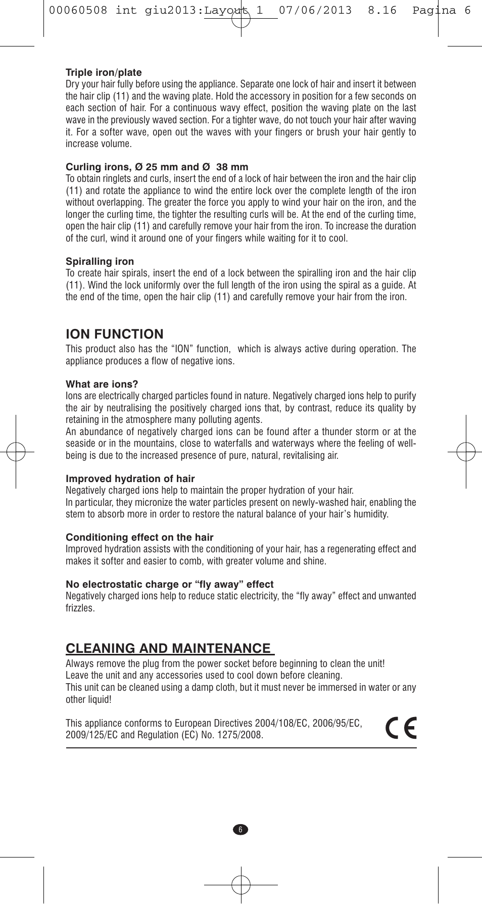 Ion function, Cleaning and maintenance | VALERA IONIC MULTISTYLE PROFESSIONAL User Manual | Page 4 / 98