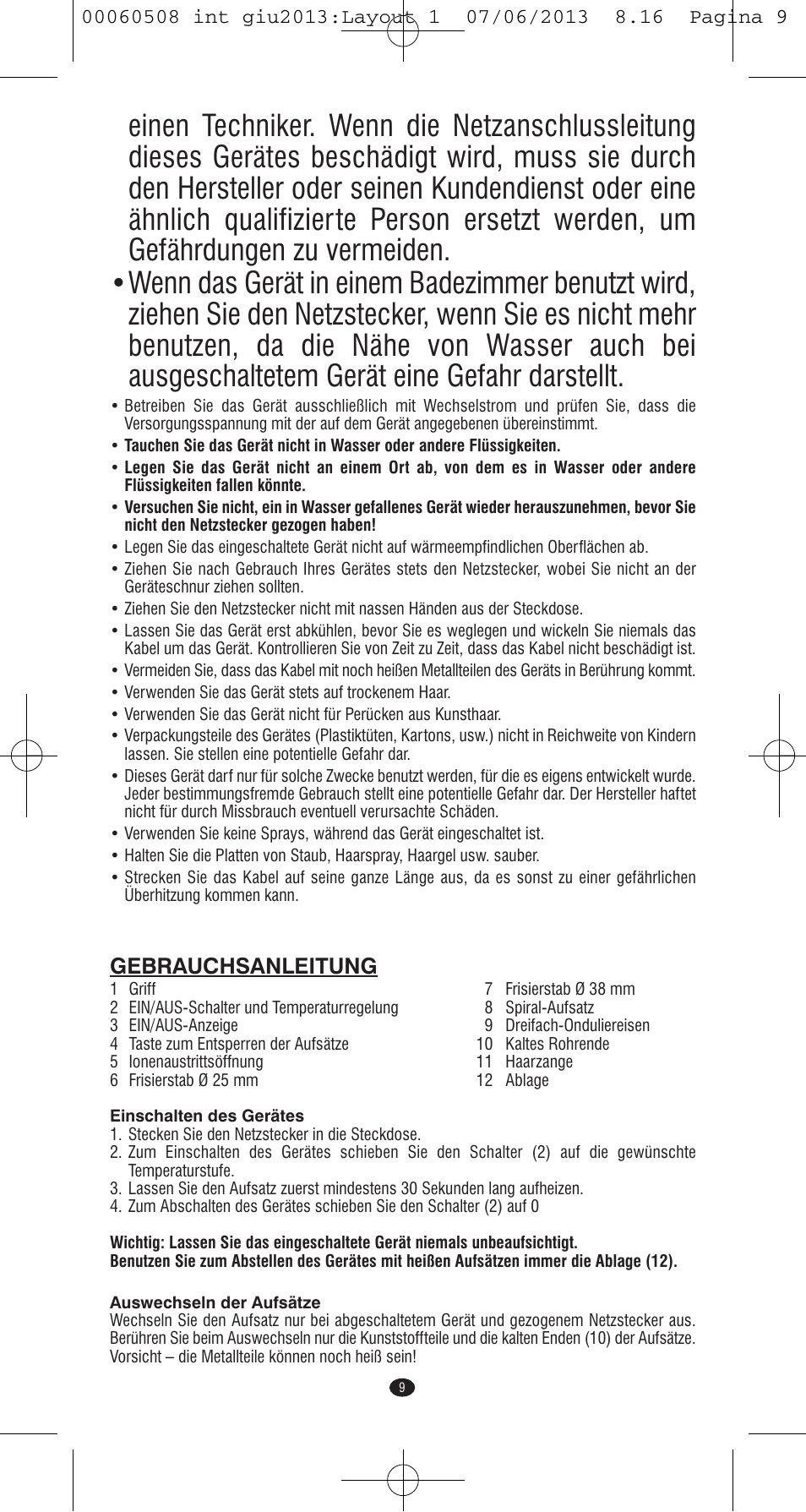 Gebrauchsanleitung | VALERA IONIC MULTISTYLE PROFESSIONAL User Manual | Page 7 / 98