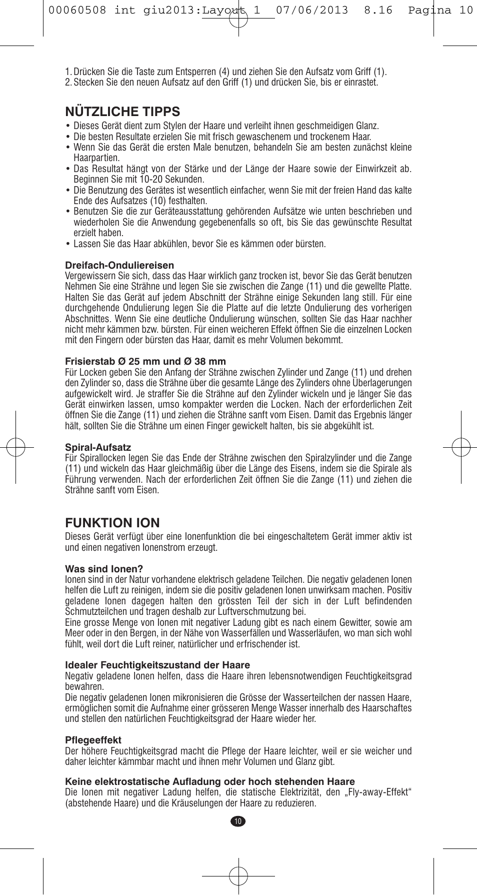 Nützliche tipps, Funktion ion | VALERA IONIC MULTISTYLE PROFESSIONAL User Manual | Page 8 / 98