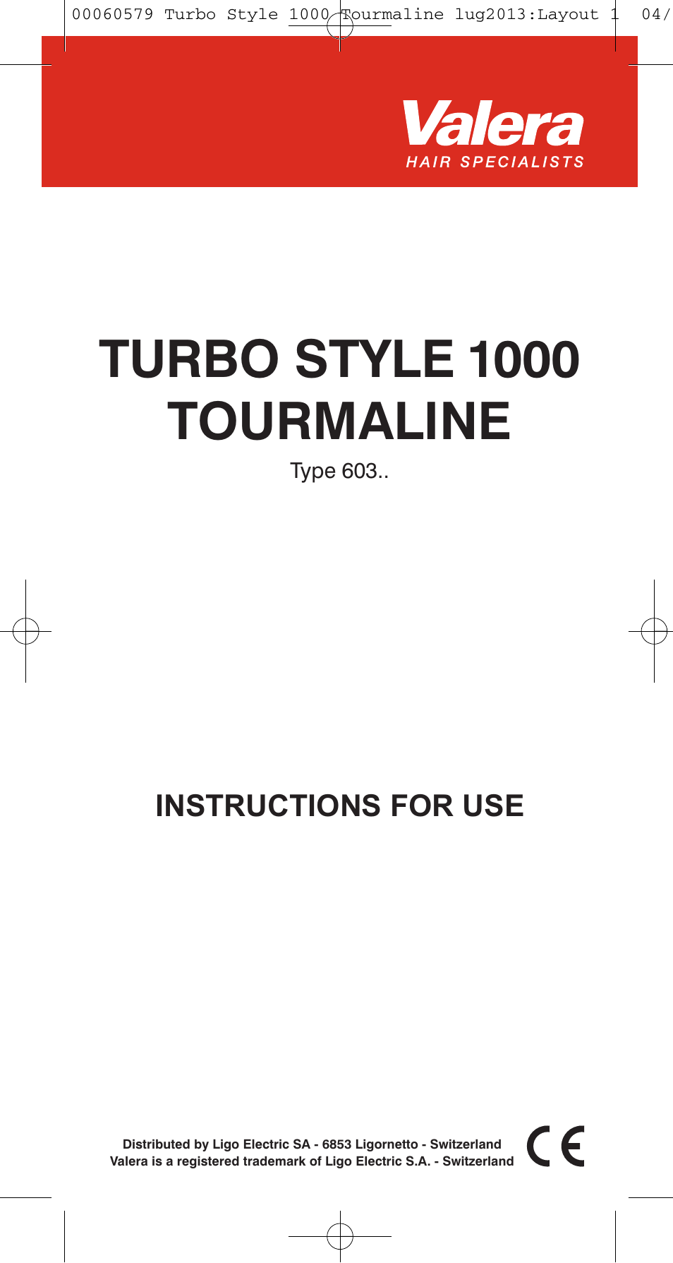 VALERA TURBO STYLE 1000 TOURMALINE User Manual | 80 pages