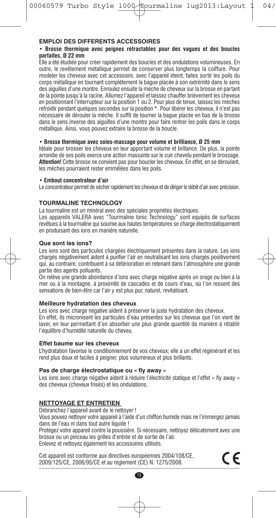 VALERA TURBO STYLE 1000 TOURMALINE User Manual | Page 13 / 80