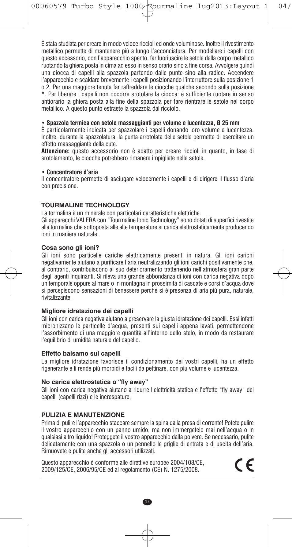 VALERA TURBO STYLE 1000 TOURMALINE User Manual | Page 17 / 80