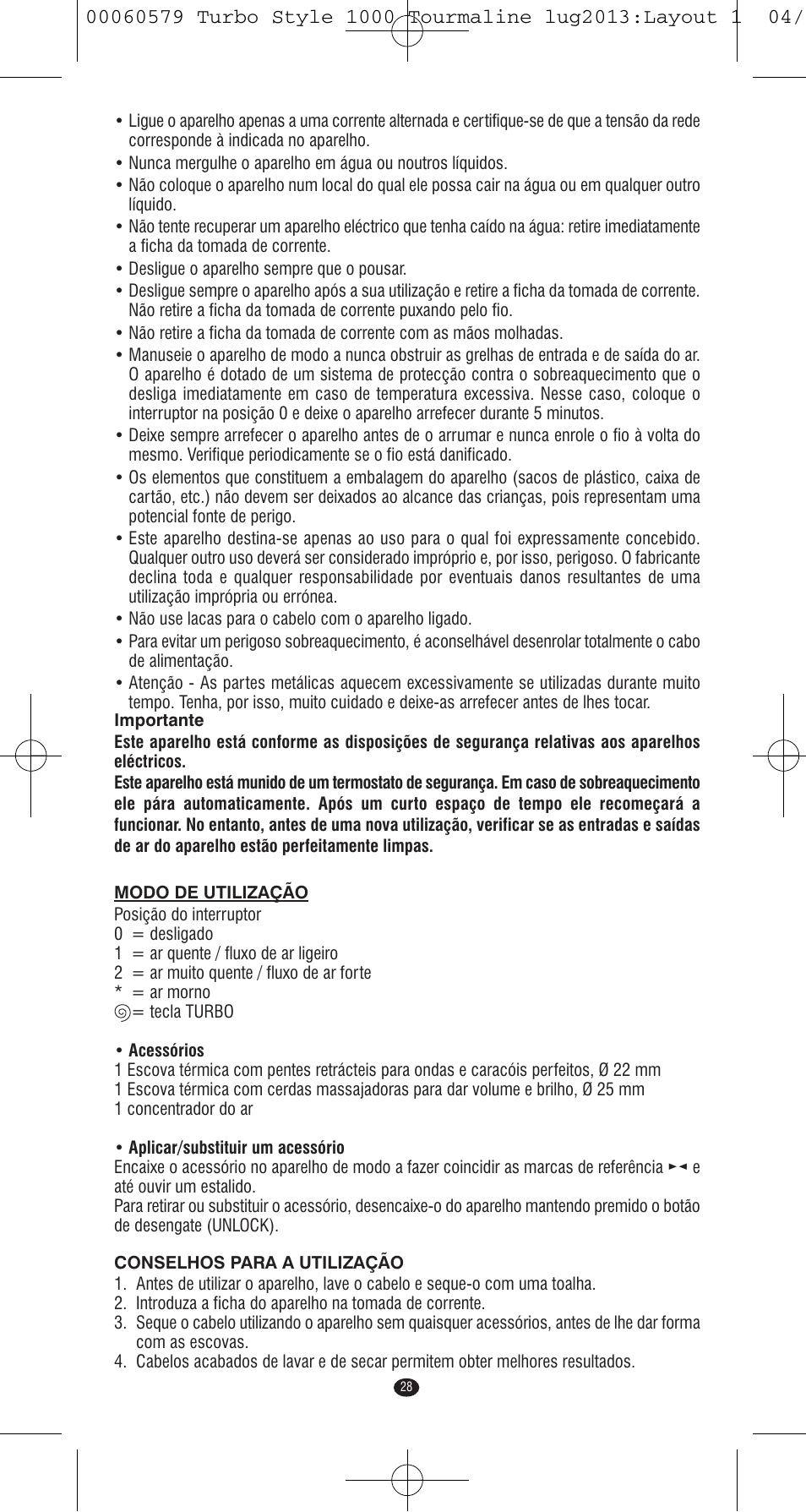 VALERA TURBO STYLE 1000 TOURMALINE User Manual | Page 28 / 80