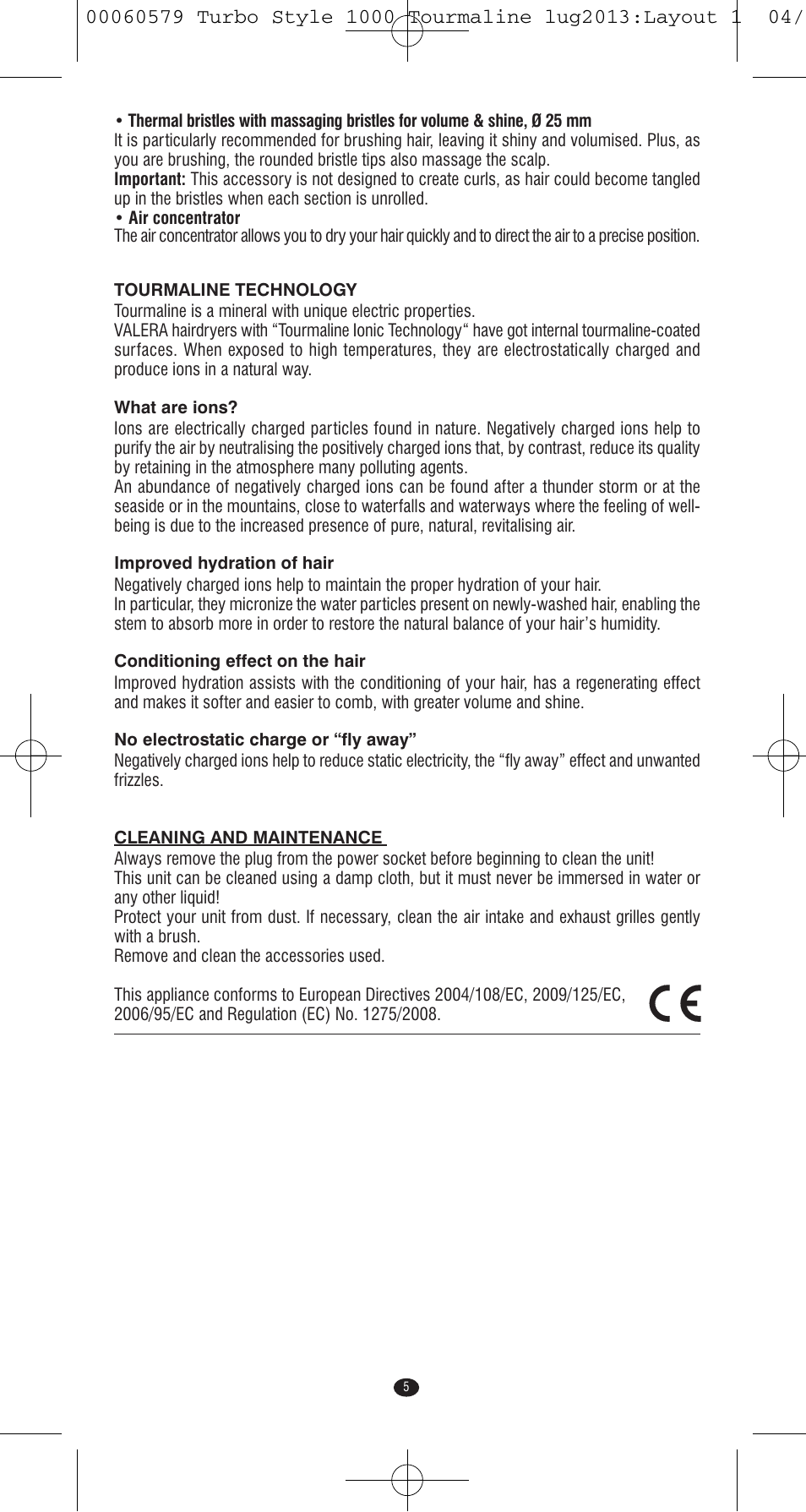 VALERA TURBO STYLE 1000 TOURMALINE User Manual | Page 5 / 80