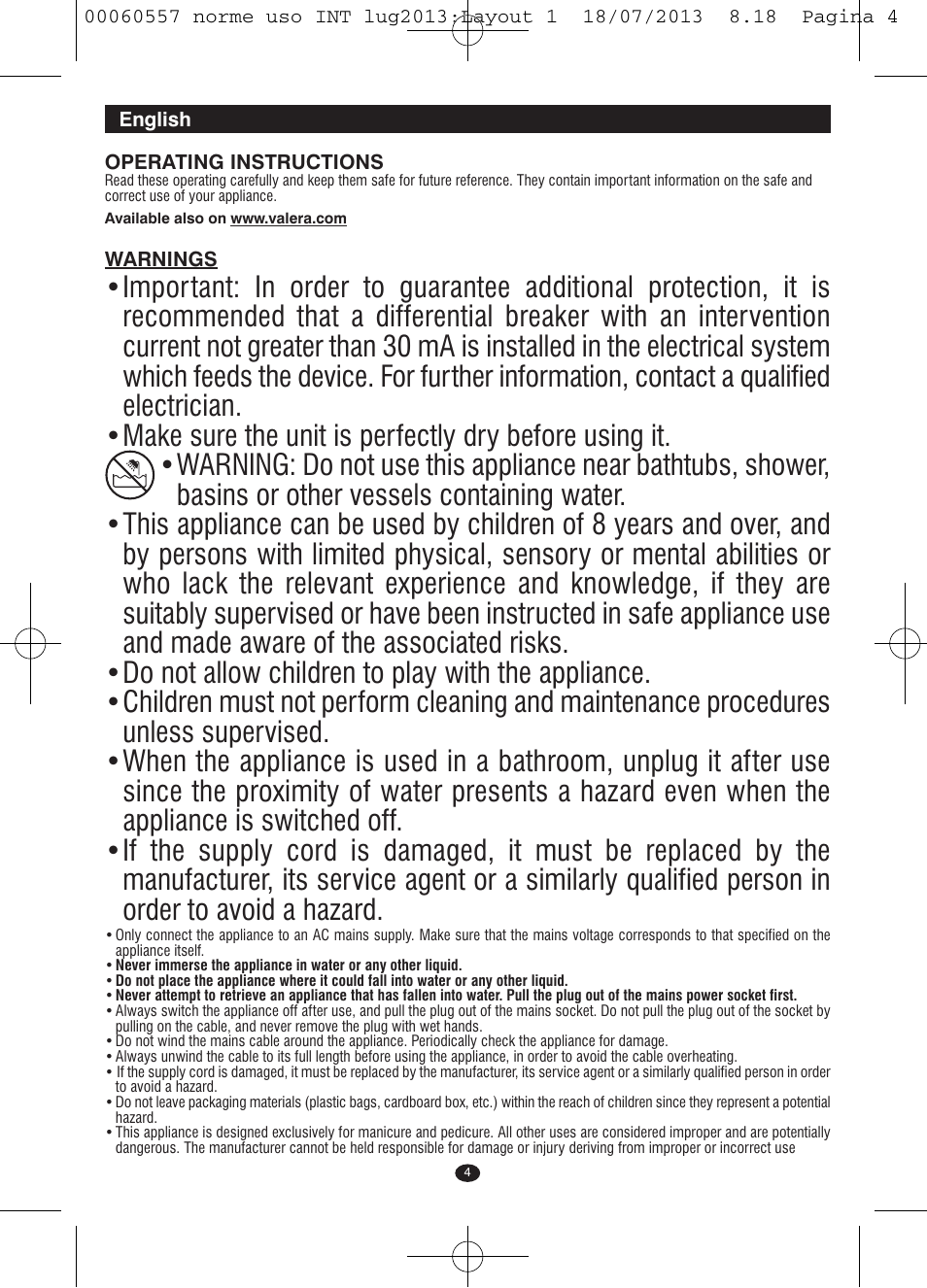 VALERA MANISWISS CORDLESS User Manual | Page 3 / 66