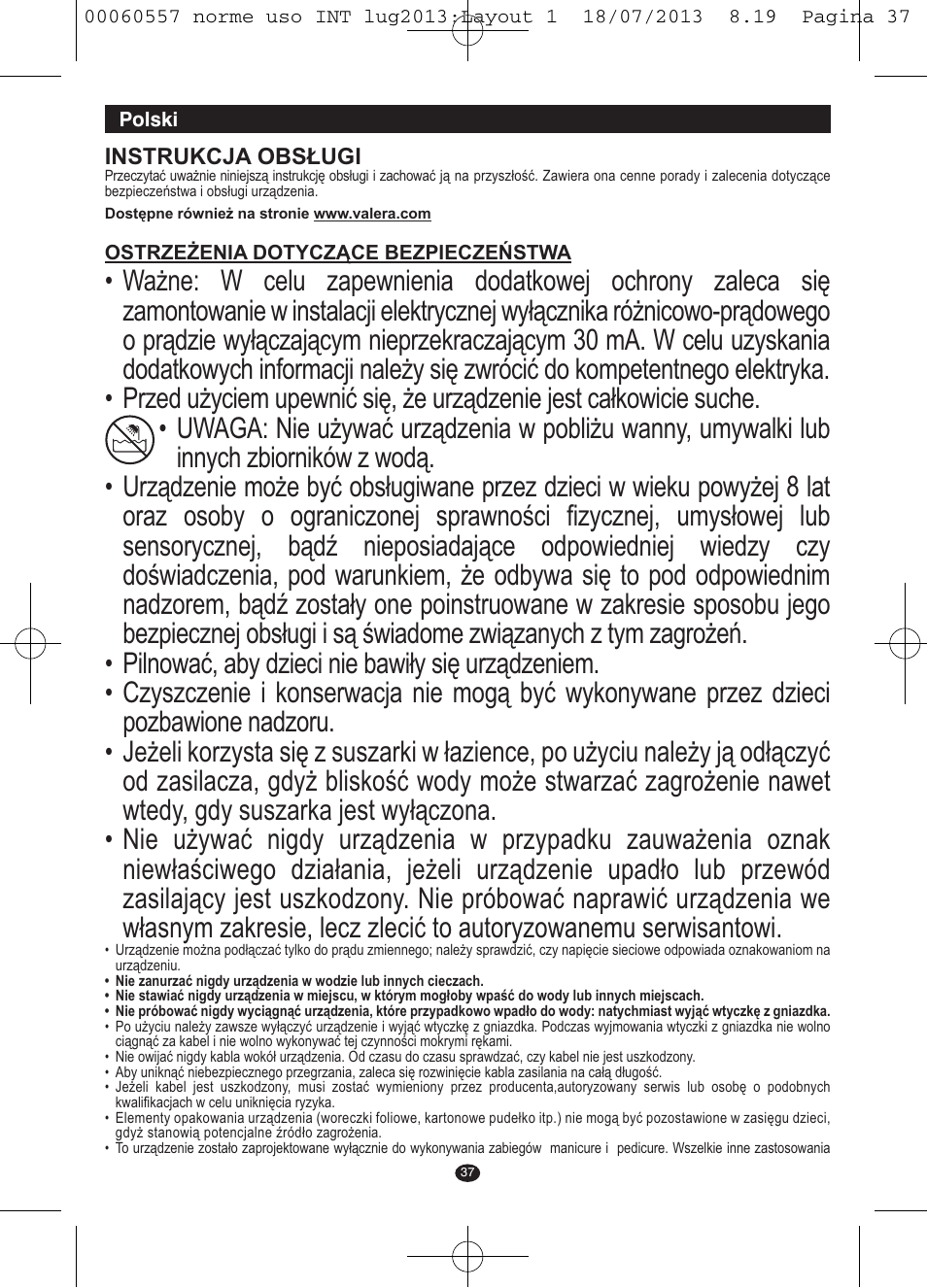 VALERA MANISWISS CORDLESS User Manual | Page 36 / 66