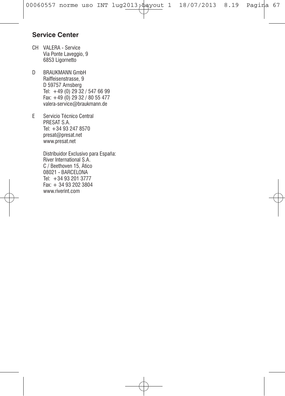 VALERA MANISWISS CORDLESS User Manual | Page 66 / 66