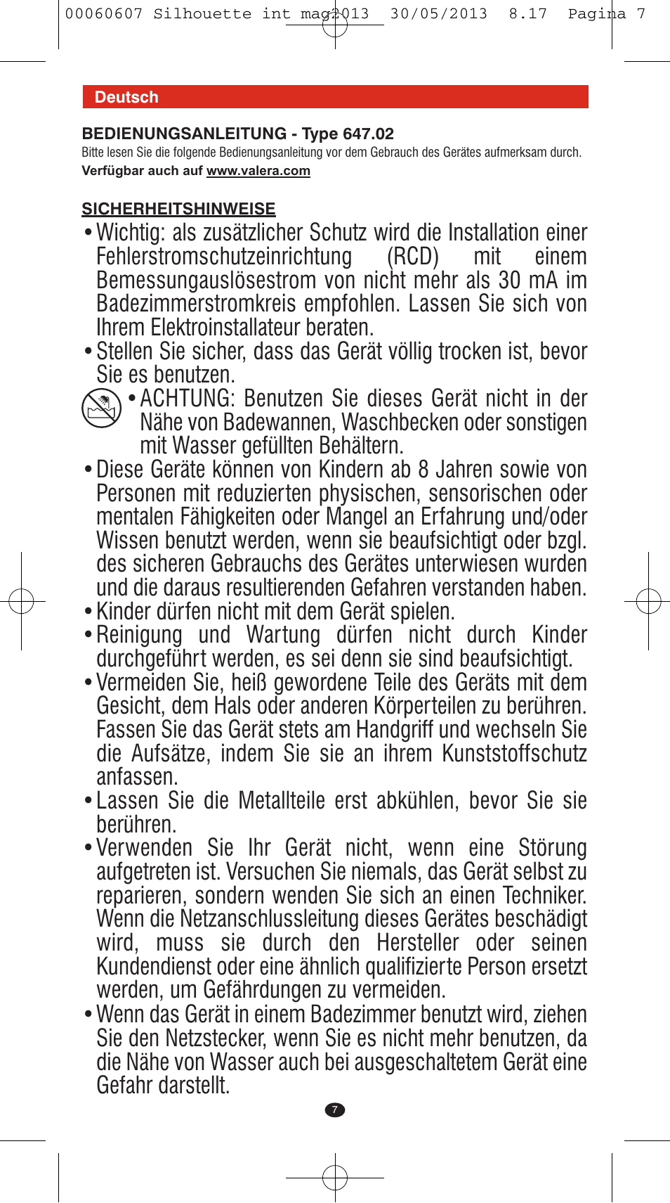 VALERA SILHOUETTE User Manual | Page 5 / 78