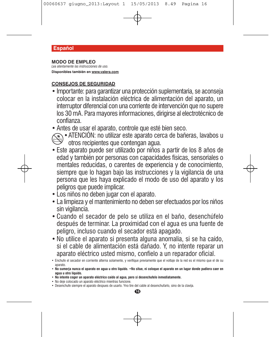 VALERA SWISS LIGHT 5400 FOLD-AWAY IONIC TOURMALINE User Manual | Page 16 / 88