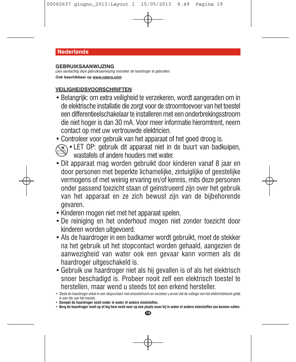 VALERA SWISS LIGHT 5400 FOLD-AWAY IONIC TOURMALINE User Manual | Page 19 / 88