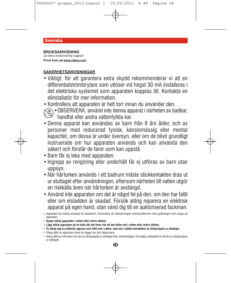 VALERA SWISS LIGHT 5400 FOLD-AWAY IONIC TOURMALINE User Manual | Page 28 / 88