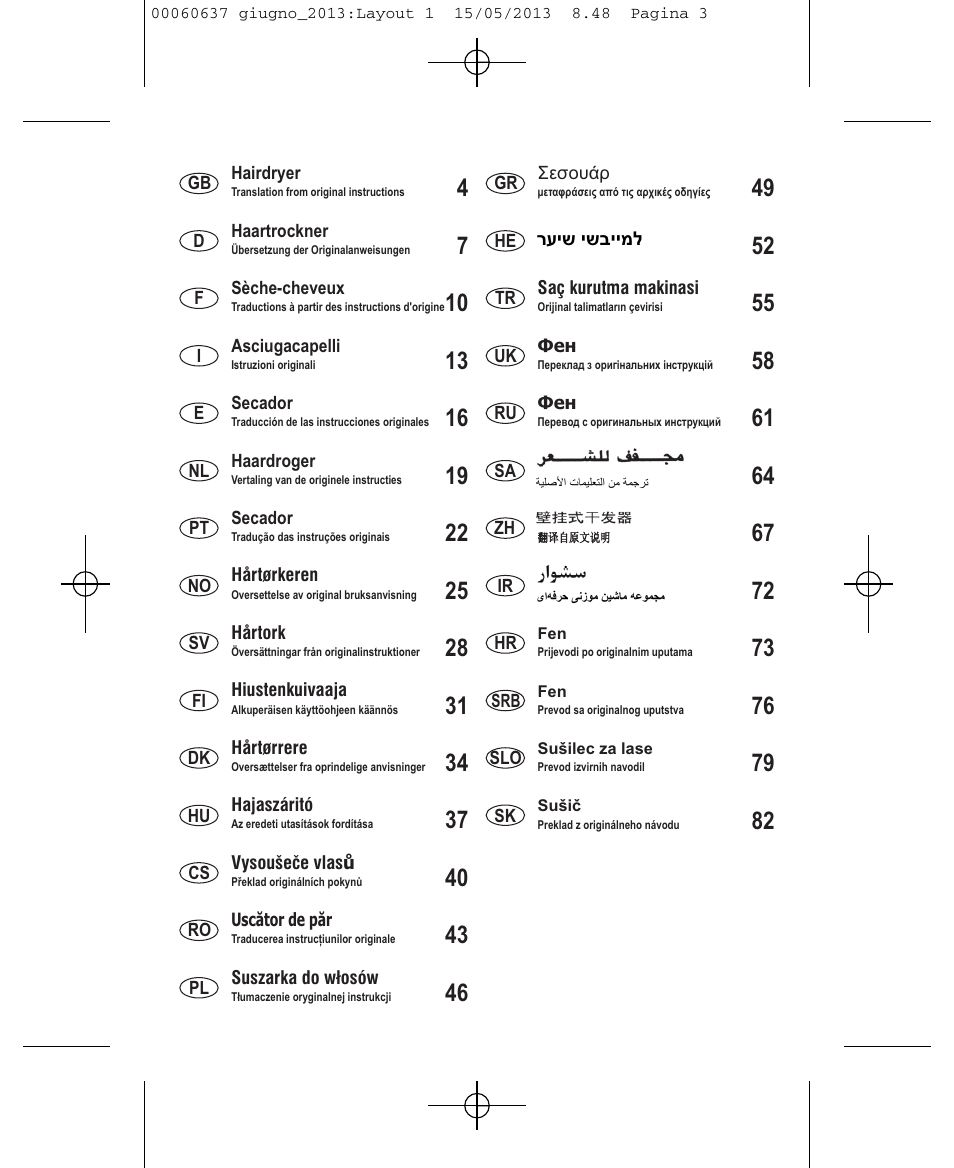 VALERA SWISS LIGHT 5400 FOLD-AWAY IONIC TOURMALINE User Manual | Page 3 / 88