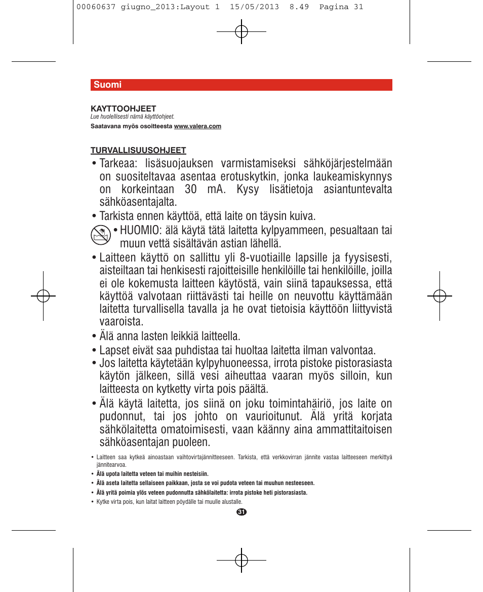 VALERA SWISS LIGHT 5400 FOLD-AWAY IONIC TOURMALINE User Manual | Page 31 / 88