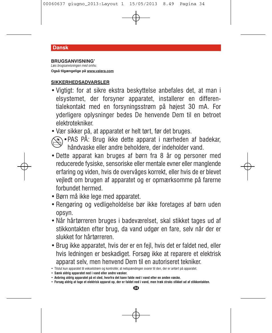 VALERA SWISS LIGHT 5400 FOLD-AWAY IONIC TOURMALINE User Manual | Page 34 / 88