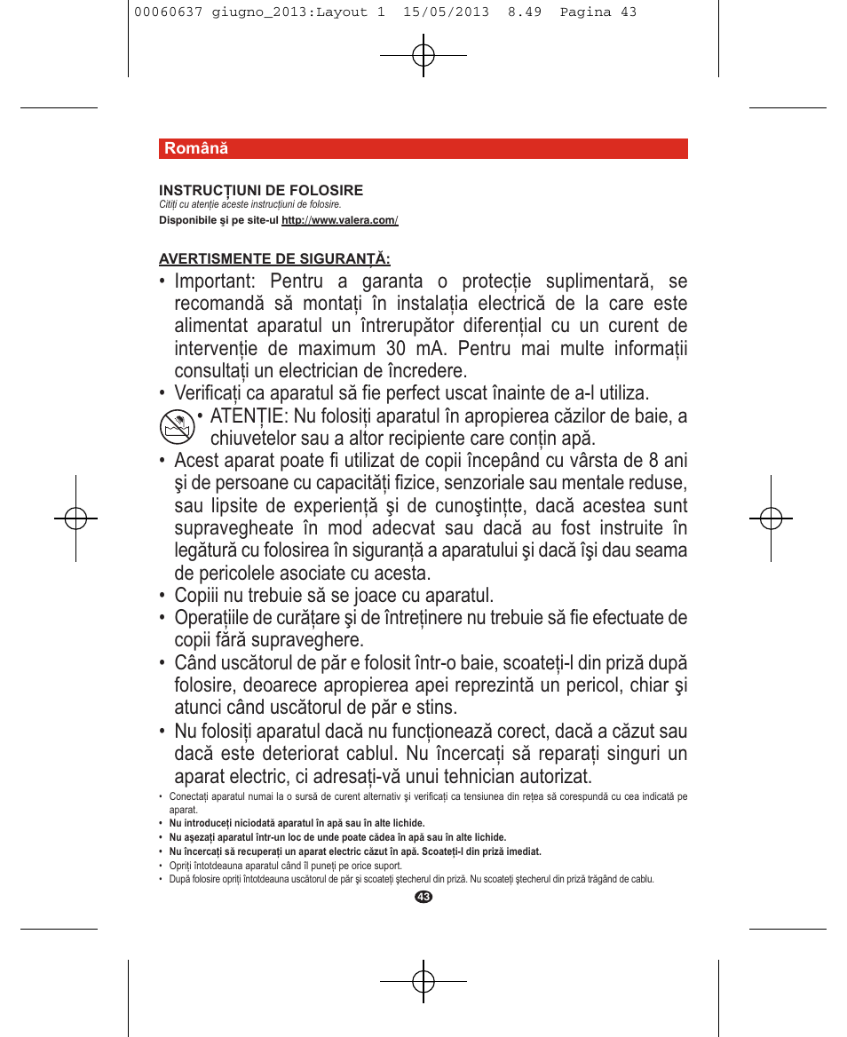 VALERA SWISS LIGHT 5400 FOLD-AWAY IONIC TOURMALINE User Manual | Page 43 / 88