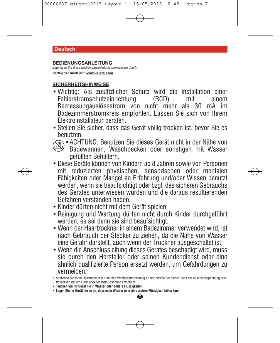 VALERA SWISS LIGHT 5400 FOLD-AWAY IONIC TOURMALINE User Manual | Page 7 / 88