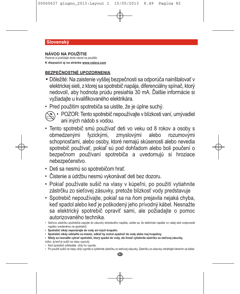 VALERA SWISS LIGHT 5400 FOLD-AWAY IONIC TOURMALINE User Manual | Page 82 / 88
