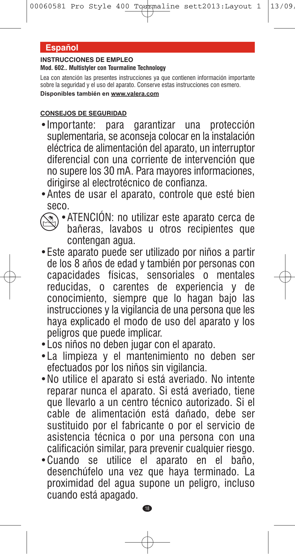 VALERA PRO STYLE 400 TOURMALINE User Manual | Page 18 / 88