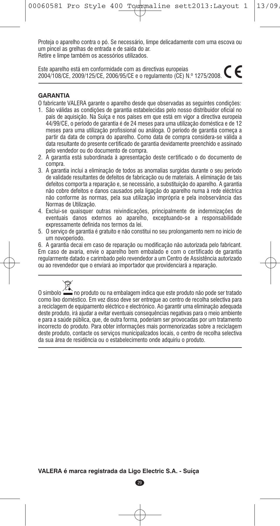 VALERA PRO STYLE 400 TOURMALINE User Manual | Page 29 / 88