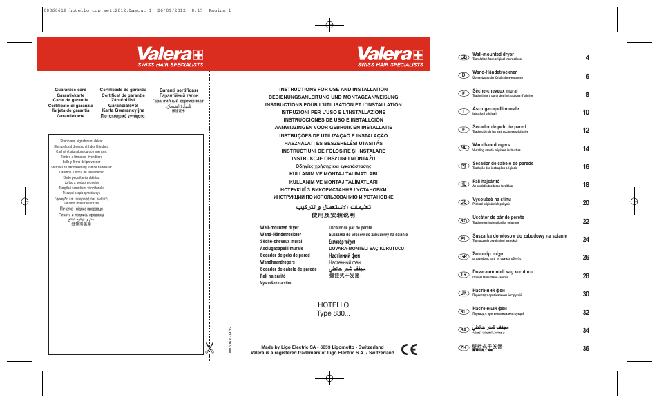 VALERA HOTELLO AC SHAVER User Manual | 38 pages