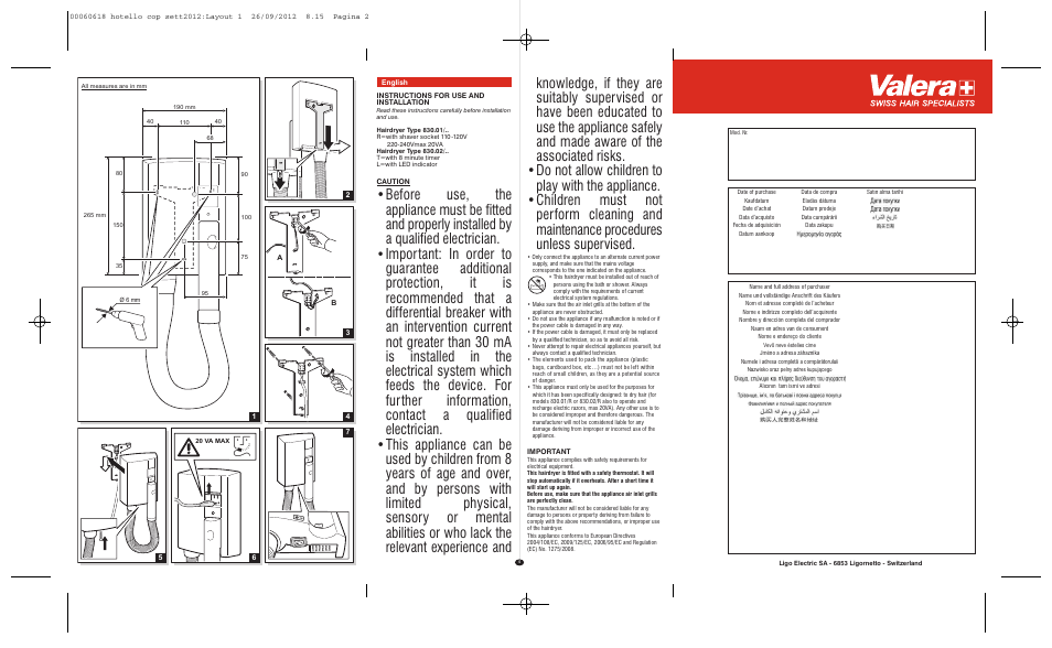 VALERA HOTELLO AC SHAVER User Manual | Page 2 / 38