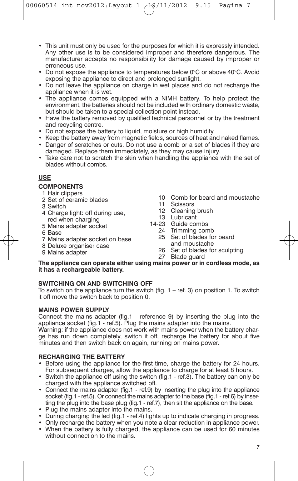VALERA T-BLADE PROFESSIONAL User Manual | Page 3 / 82