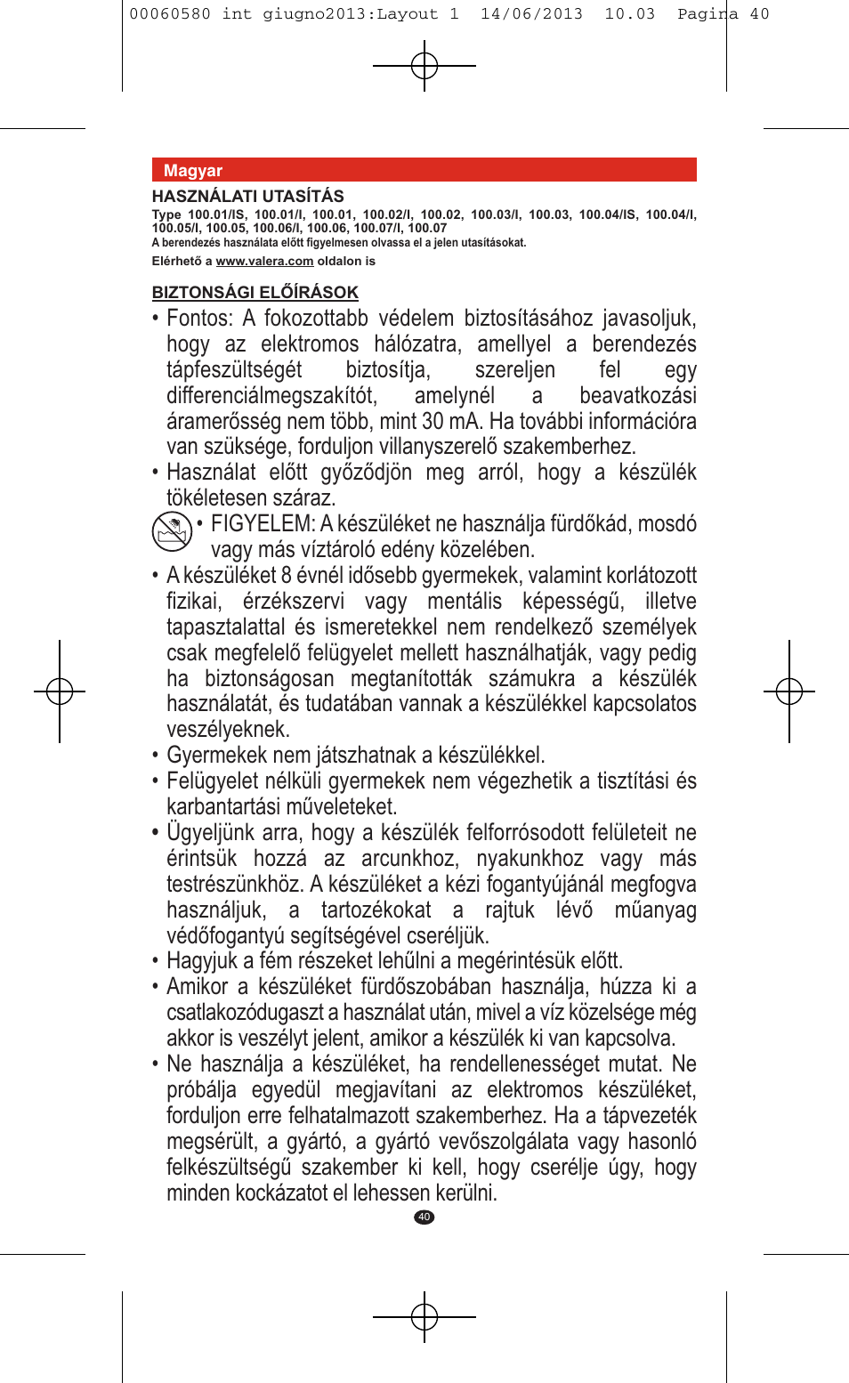 VALERA SWISS'X IDEAL User Manual | Page 36 / 78