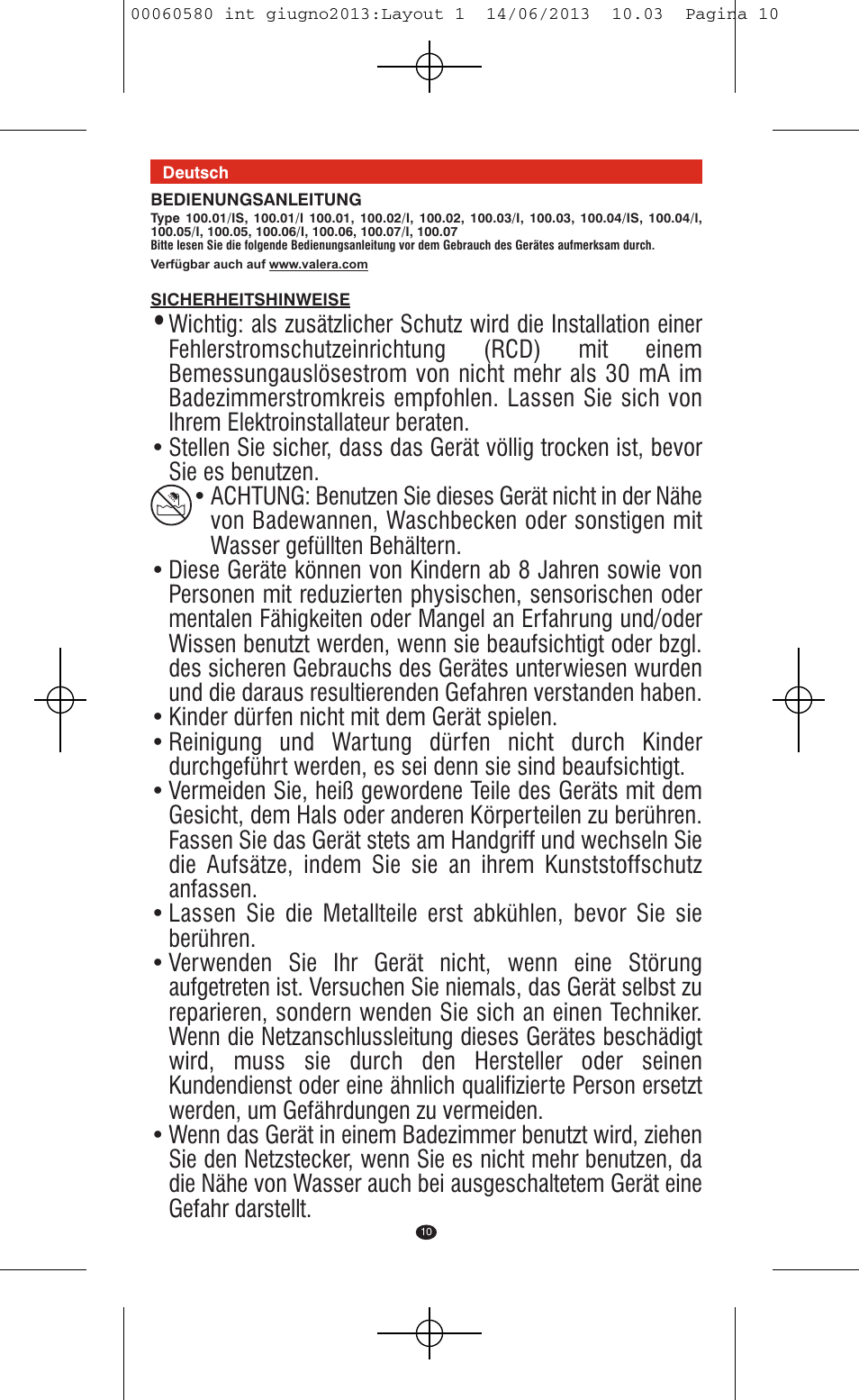 VALERA SWISS'X IDEAL User Manual | Page 6 / 78