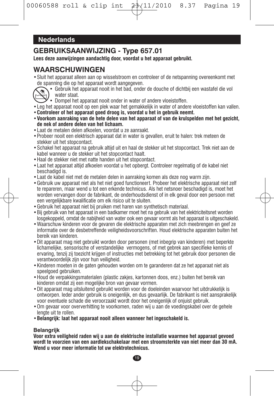 Waarschuwingen, Nederlands | VALERA ROLL & CLIP User Manual | Page 17 / 53