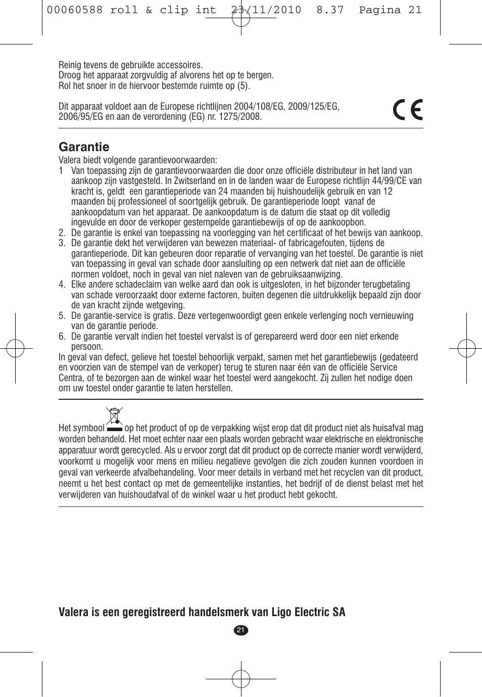 Garantie | VALERA ROLL & CLIP User Manual | Page 19 / 53