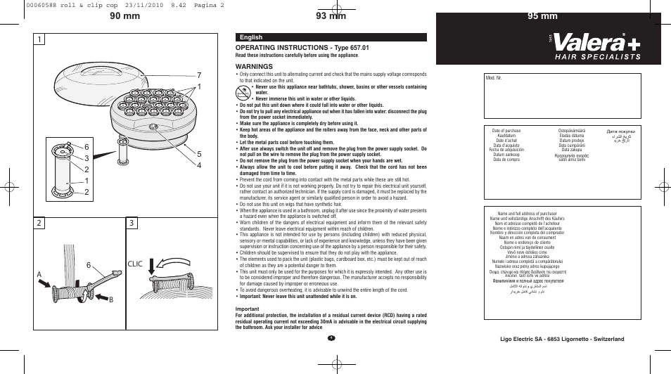 Warnings | VALERA ROLL & CLIP User Manual | Page 2 / 53