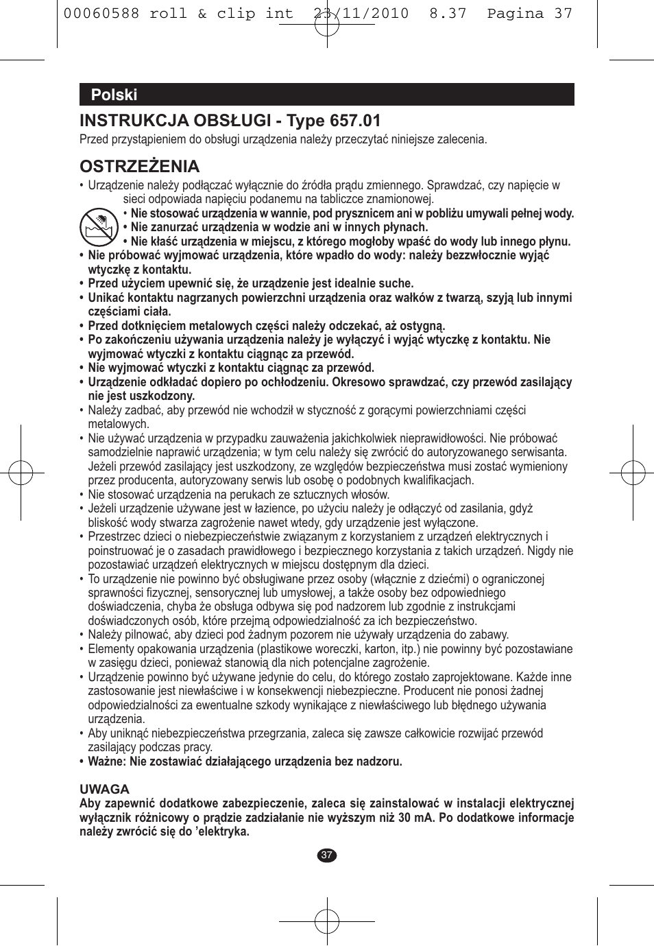 Ostrzeżenia, Polski | VALERA ROLL & CLIP User Manual | Page 35 / 53