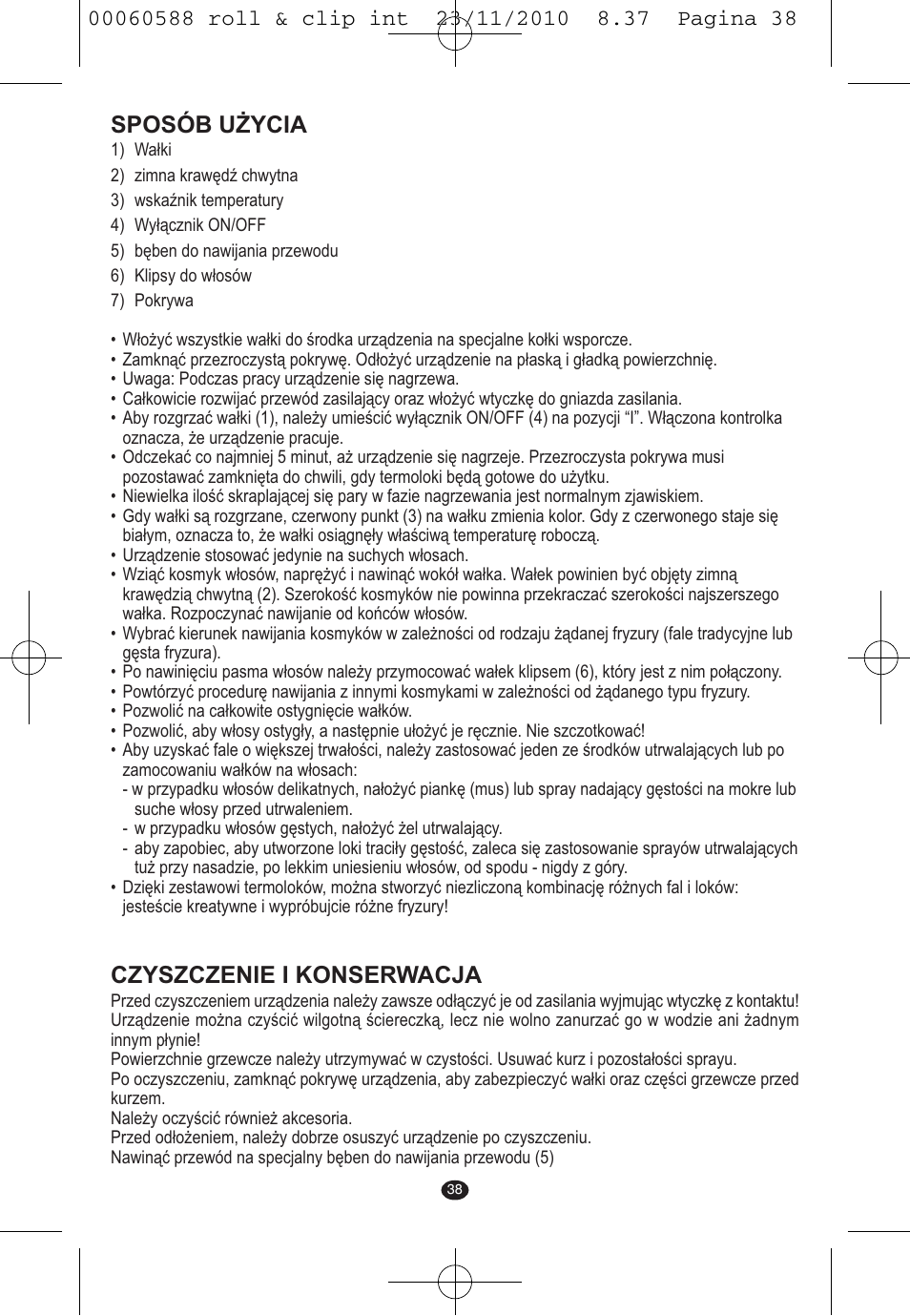 Sposób użycia, Czyszczenie i konserwacja | VALERA ROLL & CLIP User Manual | Page 36 / 53